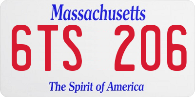 MA license plate 6TS206