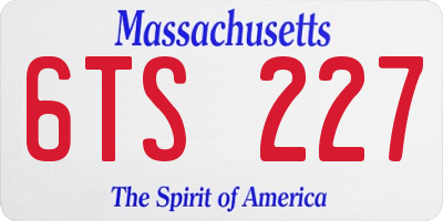 MA license plate 6TS227