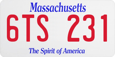 MA license plate 6TS231