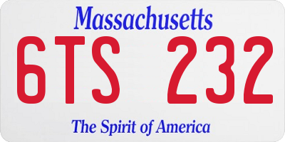 MA license plate 6TS232