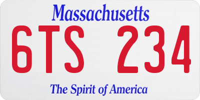 MA license plate 6TS234