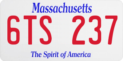 MA license plate 6TS237