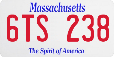 MA license plate 6TS238