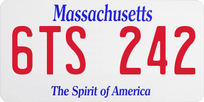 MA license plate 6TS242
