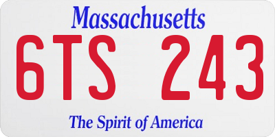 MA license plate 6TS243
