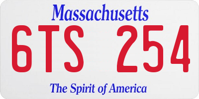 MA license plate 6TS254