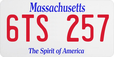 MA license plate 6TS257