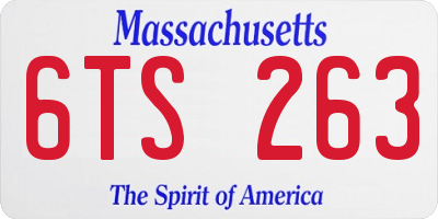 MA license plate 6TS263