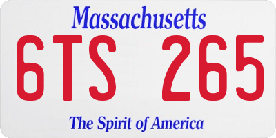MA license plate 6TS265