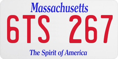 MA license plate 6TS267