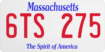 MA license plate 6TS275