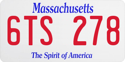 MA license plate 6TS278