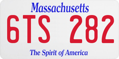 MA license plate 6TS282
