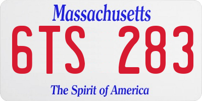 MA license plate 6TS283