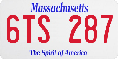 MA license plate 6TS287