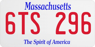 MA license plate 6TS296