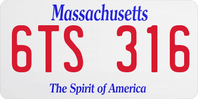 MA license plate 6TS316