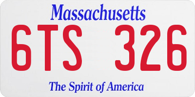 MA license plate 6TS326