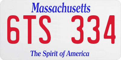 MA license plate 6TS334