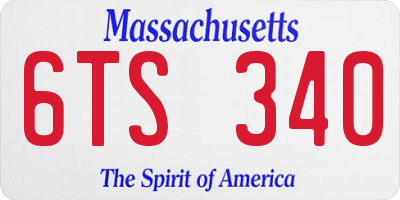MA license plate 6TS340