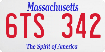 MA license plate 6TS342