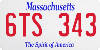 MA license plate 6TS343