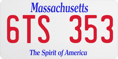 MA license plate 6TS353