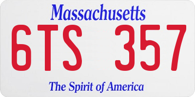 MA license plate 6TS357