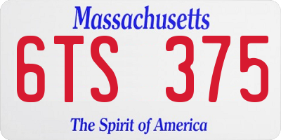 MA license plate 6TS375