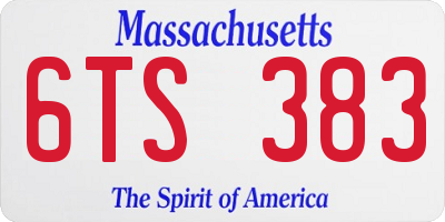 MA license plate 6TS383