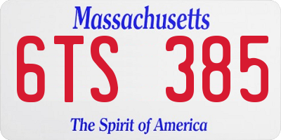 MA license plate 6TS385