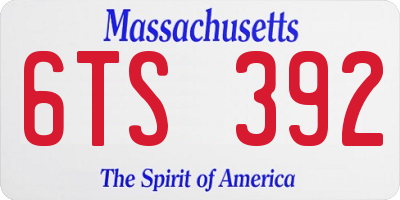 MA license plate 6TS392