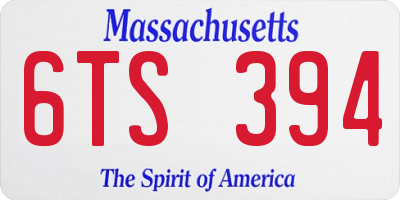 MA license plate 6TS394