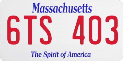 MA license plate 6TS403