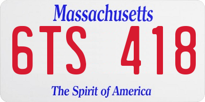 MA license plate 6TS418