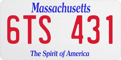 MA license plate 6TS431
