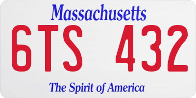 MA license plate 6TS432