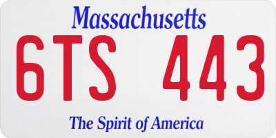 MA license plate 6TS443
