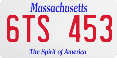 MA license plate 6TS453