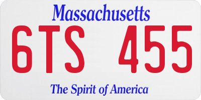 MA license plate 6TS455