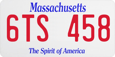 MA license plate 6TS458