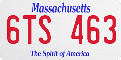 MA license plate 6TS463
