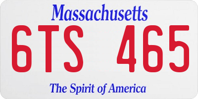 MA license plate 6TS465