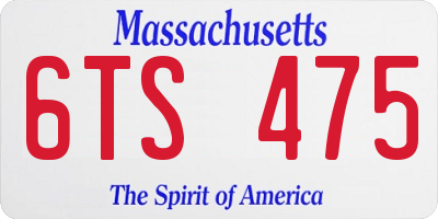 MA license plate 6TS475