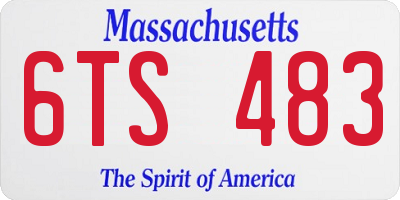 MA license plate 6TS483