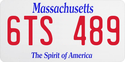 MA license plate 6TS489