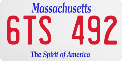 MA license plate 6TS492