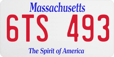 MA license plate 6TS493