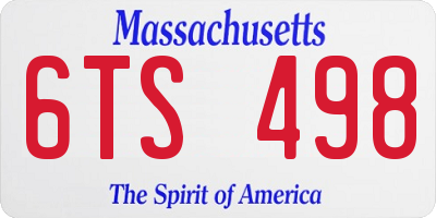 MA license plate 6TS498