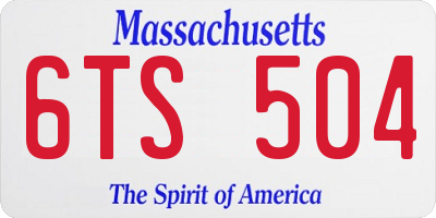 MA license plate 6TS504
